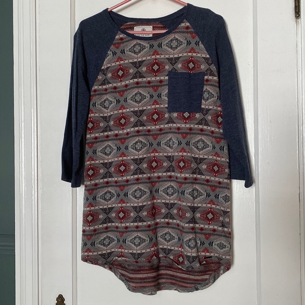 Geometric 3/4 Sleeve Baseball Tee